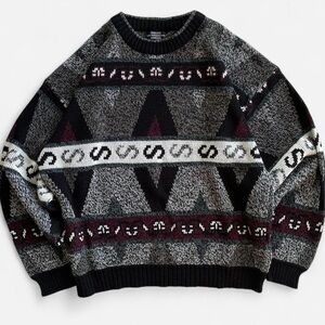 Vintage Men’s Expressions Sweater Geometric 90s Y2K Large L